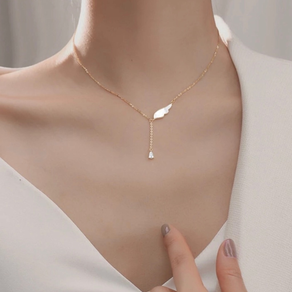 Cz Gold Angel Wing Necklace